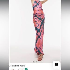 TOPSHOP Printed Satin Halter Maxi Dress sz 6 NWT